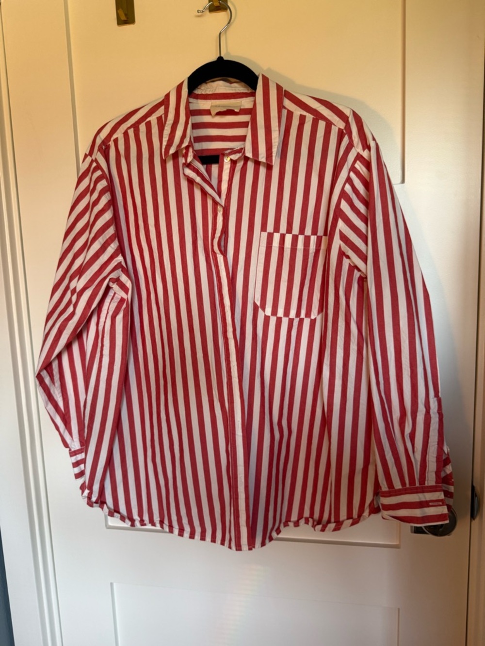 Sezane Max Shirt in red/ecru stripe
